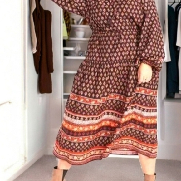 Old Navy Brown Maxi Dress Bohemian Patterned Size M - Picture 12 of 12